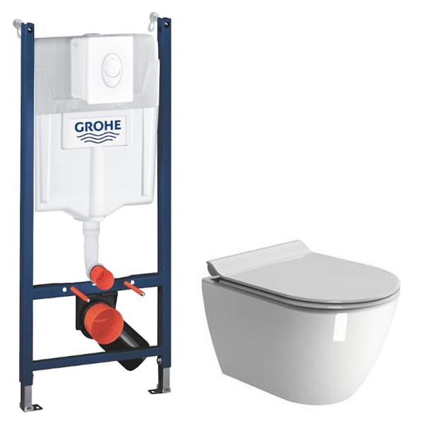 Komplet GSI Pura kompakt toilet inkl. cisterne, toiletsæde og betjening.